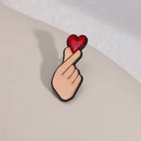 Cute Gesture Heart Shape Alloy Stoving Varnish Unisex Brooches main image 5