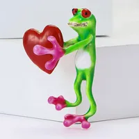Funny Heart Shape Frog Alloy Enamel Unisex Brooches main image 4