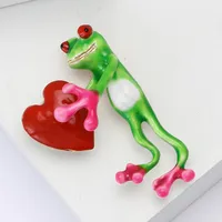 Funny Heart Shape Frog Alloy Enamel Unisex Brooches main image 3