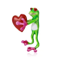 Funny Heart Shape Frog Alloy Enamel Unisex Brooches main image 5