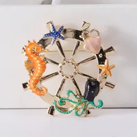 Marine Style Hippocampus Alloy Women's Brooches sku image 1