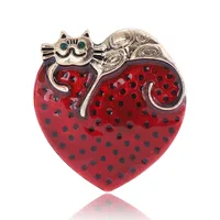 Vintage Style Classic Style Heart Shape Cat Alloy Women's Brooches main image 3