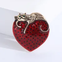 Vintage Style Classic Style Heart Shape Cat Alloy Women's Brooches main image 1