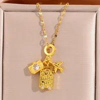 Modern Style Camera Luggage Titanium Steel Copper Irregular Plating Zircon Women's Pendant Necklace main image 1