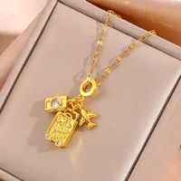 Modern Style Camera Luggage Titanium Steel Copper Irregular Plating Zircon Women's Pendant Necklace main image 3