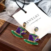 1 Pair Vintage Style Letter Crown Glasses Plating Alloy Drop Earrings sku image 5