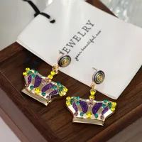 1 Pair Vintage Style Letter Crown Glasses Plating Alloy Drop Earrings sku image 6