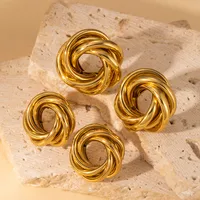 1 Pair Vintage Style Geometric Plating Titanium Steel Ear Studs main image 1