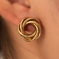 1 Pair Vintage Style Geometric Plating Titanium Steel Ear Studs main image 3