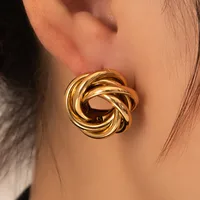 1 Pair Vintage Style Geometric Plating Titanium Steel Ear Studs main image 4