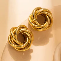 1 Pair Vintage Style Geometric Plating Titanium Steel Ear Studs main image 5