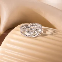 Simple Style Heart Shape Titanium Steel Plating Women's Open Rings sku image 21