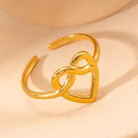 Simple Style Heart Shape Titanium Steel Plating Women's Open Rings sku image 38