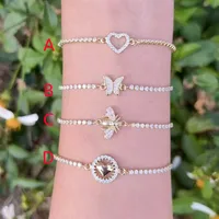 Casual Simple Style Heart Shape Butterfly Copper Polishing Zircon 18K Gold Plated Women's Bracelets main image 2