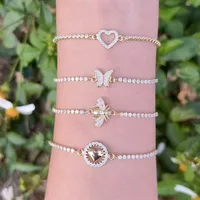 Casual Simple Style Heart Shape Butterfly Copper Polishing Zircon 18K Gold Plated Women's Bracelets main image 1