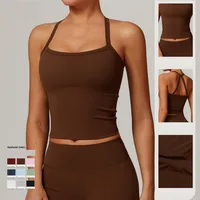 Sports Solid Color Nylon Spandex Strap Active Tops Vest main image 3