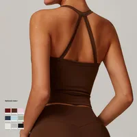 Sports Solid Color Nylon Spandex Strap Active Tops Vest main image 2