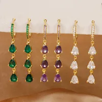 1 Pair Elegant Water Droplets Copper Drop Earrings main image 1