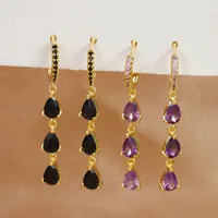 1 Pair Elegant Water Droplets Copper Drop Earrings main image 2