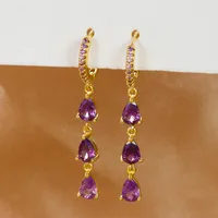 1 Pair Elegant Water Droplets Copper Drop Earrings sku image 5