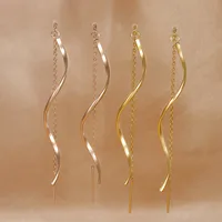 1 Pair Simple Style Waves 304 Stainless Steel Drop Earrings main image 4