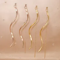 1 Pair Simple Style Waves 304 Stainless Steel Drop Earrings main image 1