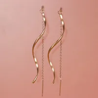1 Pair Simple Style Waves 304 Stainless Steel Drop Earrings main image 3