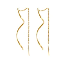 1 Pair Simple Style Waves 304 Stainless Steel Drop Earrings main image 5