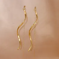 1 Pair Simple Style Waves 304 Stainless Steel Drop Earrings sku image 2