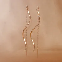 1 Pair Simple Style Waves 304 Stainless Steel Drop Earrings sku image 1