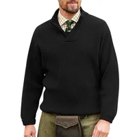 Fashion Casual Men's Clothing  Men's Knitted Pullover Long V-neck Solid Color Sweater Men's Sweater main image 2