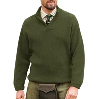 Fashion Casual Men's Clothing  Men's Knitted Pullover Long V-neck Solid Color Sweater Men's Sweater main image 3