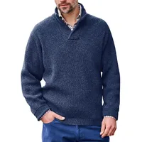 Fashion Casual Men's Clothing  Men's Knitted Pullover Long V-neck Solid Color Sweater Men's Sweater main image 5