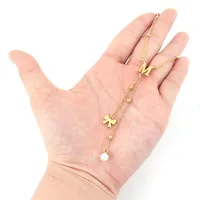 Casual Simple Style Letter Bow Knot 201 Stainless Steel Artificial Pearl Women's Pendant Necklace main image 4
