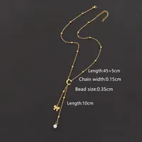Casual Simple Style Letter Bow Knot 201 Stainless Steel Artificial Pearl Women's Pendant Necklace sku image 3