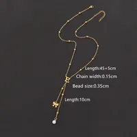 Casual Simple Style Letter Bow Knot 201 Stainless Steel Artificial Pearl Women's Pendant Necklace sku image 5
