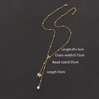 Casual Simple Style Letter Bow Knot 201 Stainless Steel Artificial Pearl Women's Pendant Necklace sku image 6