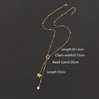 Casual Simple Style Letter Bow Knot 201 Stainless Steel Artificial Pearl Women's Pendant Necklace sku image 7