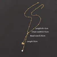 Casual Simple Style Letter Bow Knot 201 Stainless Steel Artificial Pearl Women's Pendant Necklace sku image 9