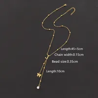 Casual Simple Style Letter Bow Knot 201 Stainless Steel Artificial Pearl Women's Pendant Necklace sku image 10