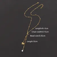 Casual Simple Style Letter Bow Knot 201 Stainless Steel Artificial Pearl Women's Pendant Necklace sku image 12