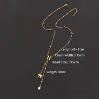 Casual Simple Style Letter Bow Knot 201 Stainless Steel Artificial Pearl Women's Pendant Necklace sku image 14
