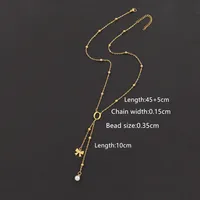 Casual Simple Style Letter Bow Knot 201 Stainless Steel Artificial Pearl Women's Pendant Necklace sku image 15