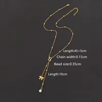 Casual Simple Style Letter Bow Knot 201 Stainless Steel Artificial Pearl Women's Pendant Necklace sku image 18