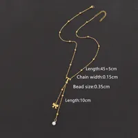 Casual Simple Style Letter Bow Knot 201 Stainless Steel Artificial Pearl Women's Pendant Necklace sku image 19