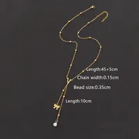 Casual Simple Style Letter Bow Knot 201 Stainless Steel Artificial Pearl Women's Pendant Necklace sku image 20
