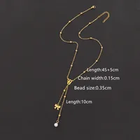Casual Simple Style Letter Bow Knot 201 Stainless Steel Artificial Pearl Women's Pendant Necklace sku image 21
