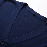 Men's Spring And Autumn New Pure Color Knitted Cardigan Male V-neck Button Sweater Men's Coat  Business Men's Sweater main image 3
