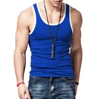 24   New American Vest Inner Wear Slim Casual Sports Men's Summer Base Color Matching Undershirt Vest main image 4