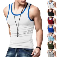 24   New American Vest Inner Wear Slim Casual Sports Men's Summer Base Color Matching Undershirt Vest main image 5